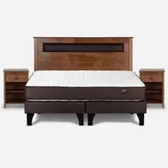 ROSEN - Cama Europea Ergo T 2 Plazas + Respaldo + 2 Veladores