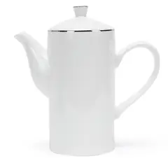 FLORENCIA - Tetera Silver Porcelana Blanca Redonda