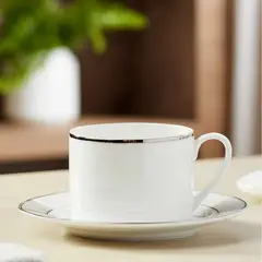 FLORENCIA - Taza De Té Con Plato Porcelana Blanca